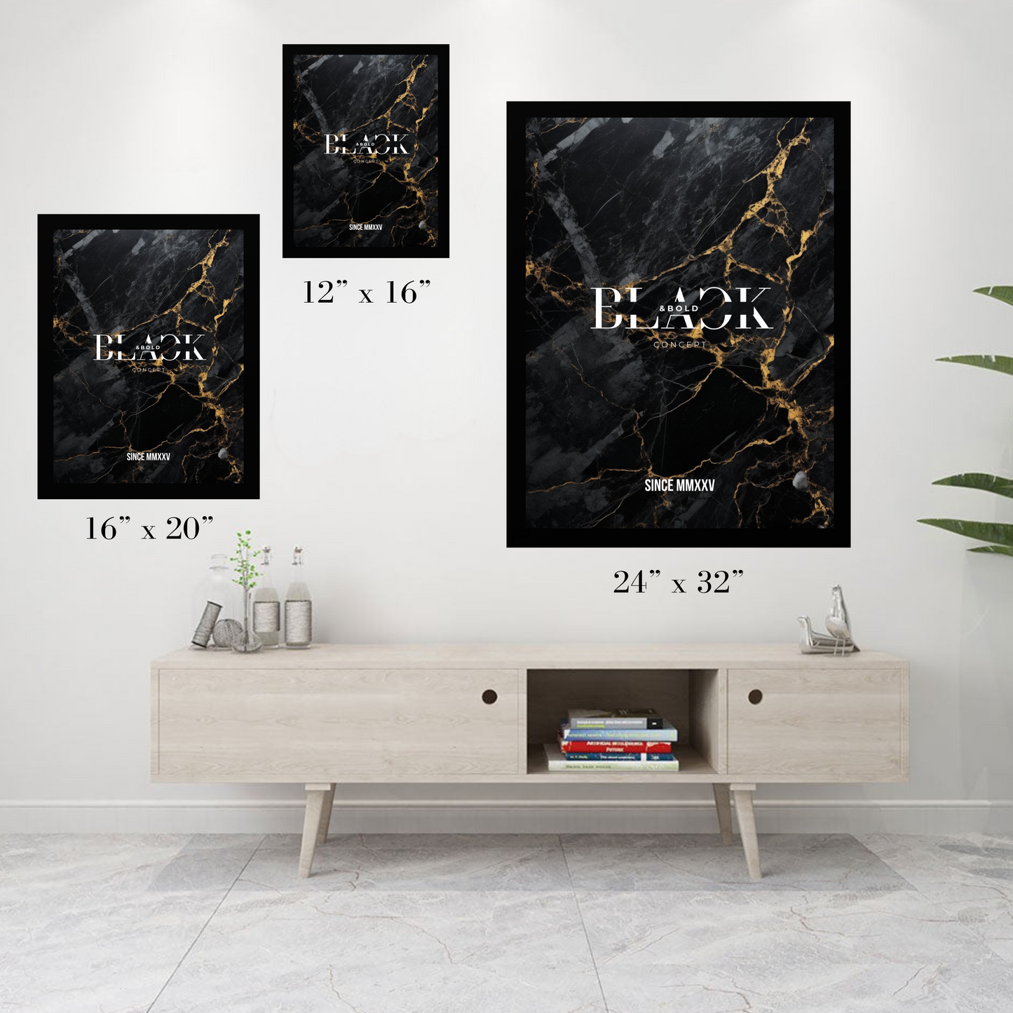 Black & Bold Thin canvas: Black Marble