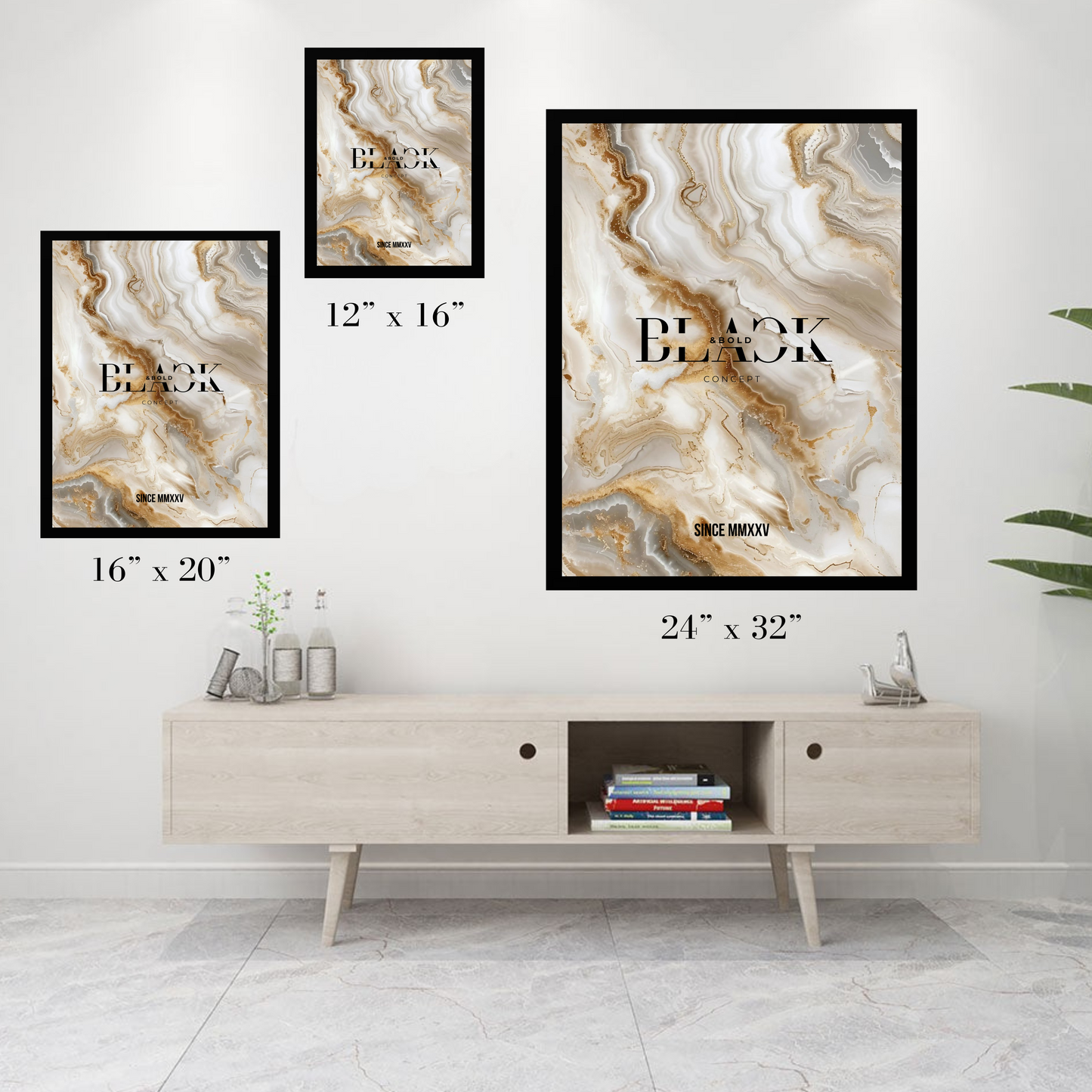 Black & Bold Thin canvas: White marble