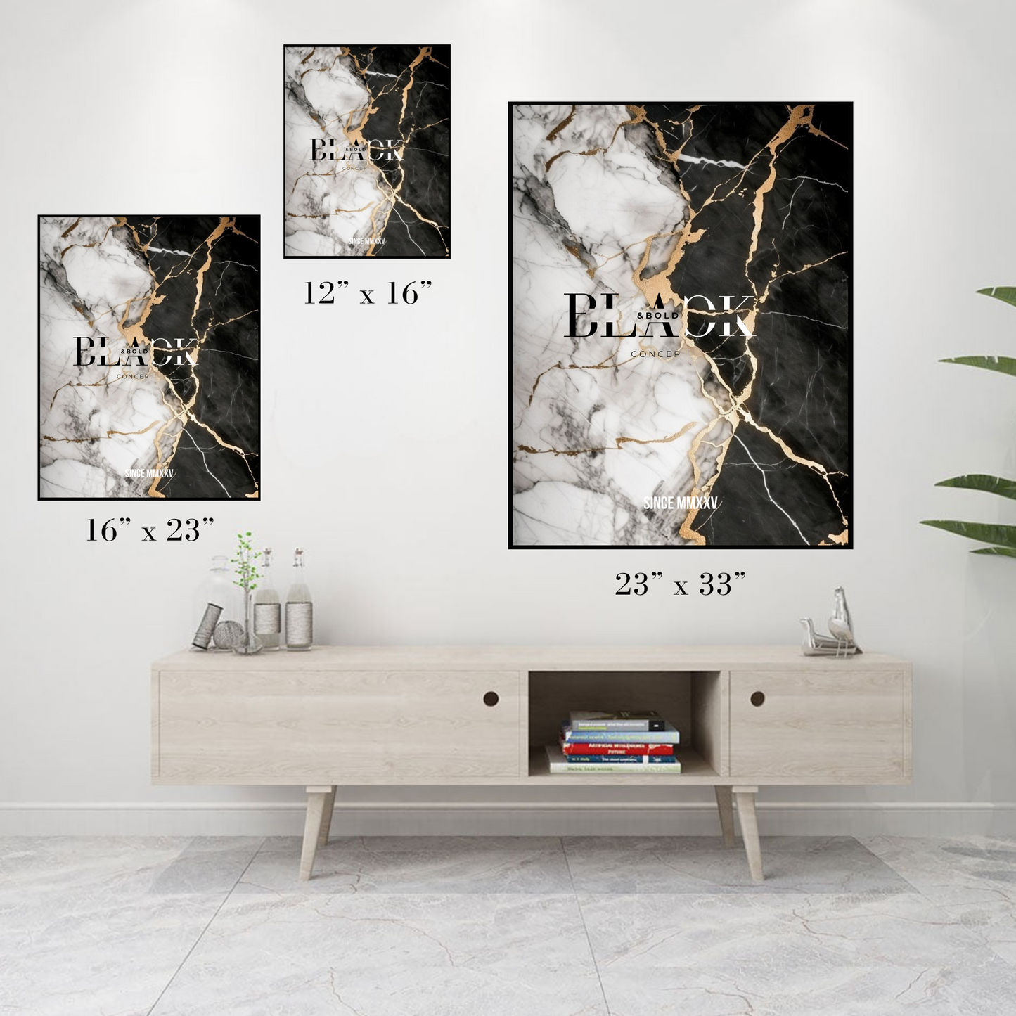Poster: Black & White Marble